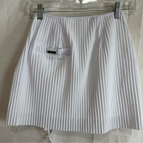 Manière De Voir Womens Pleated Mini Skirt with Laced Side Tie White 4 - Picture 7 of 12